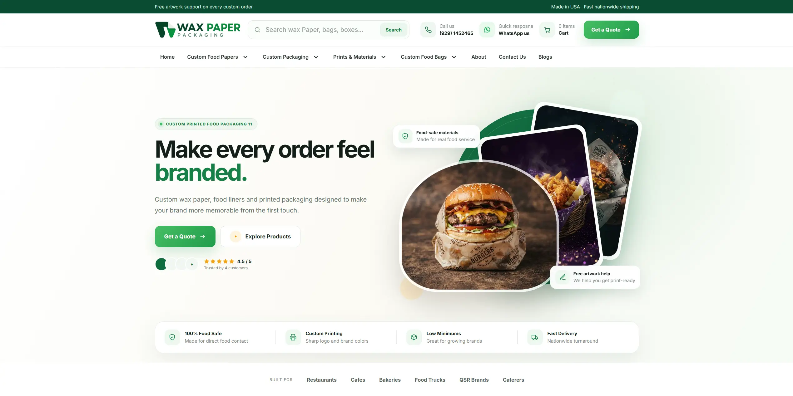 Wax Paper Sheets website preview