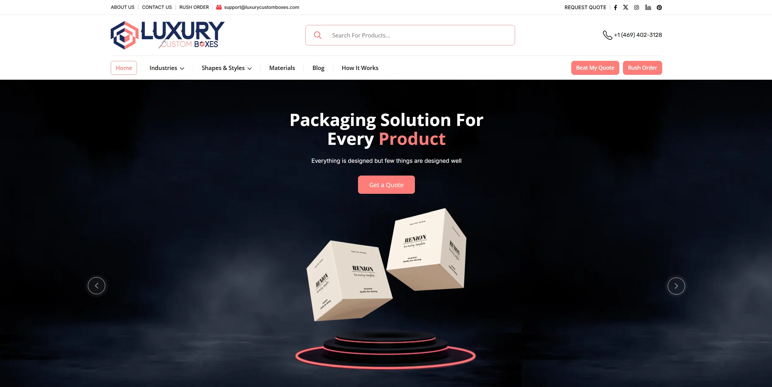 Luxury Custom Boxes website preview