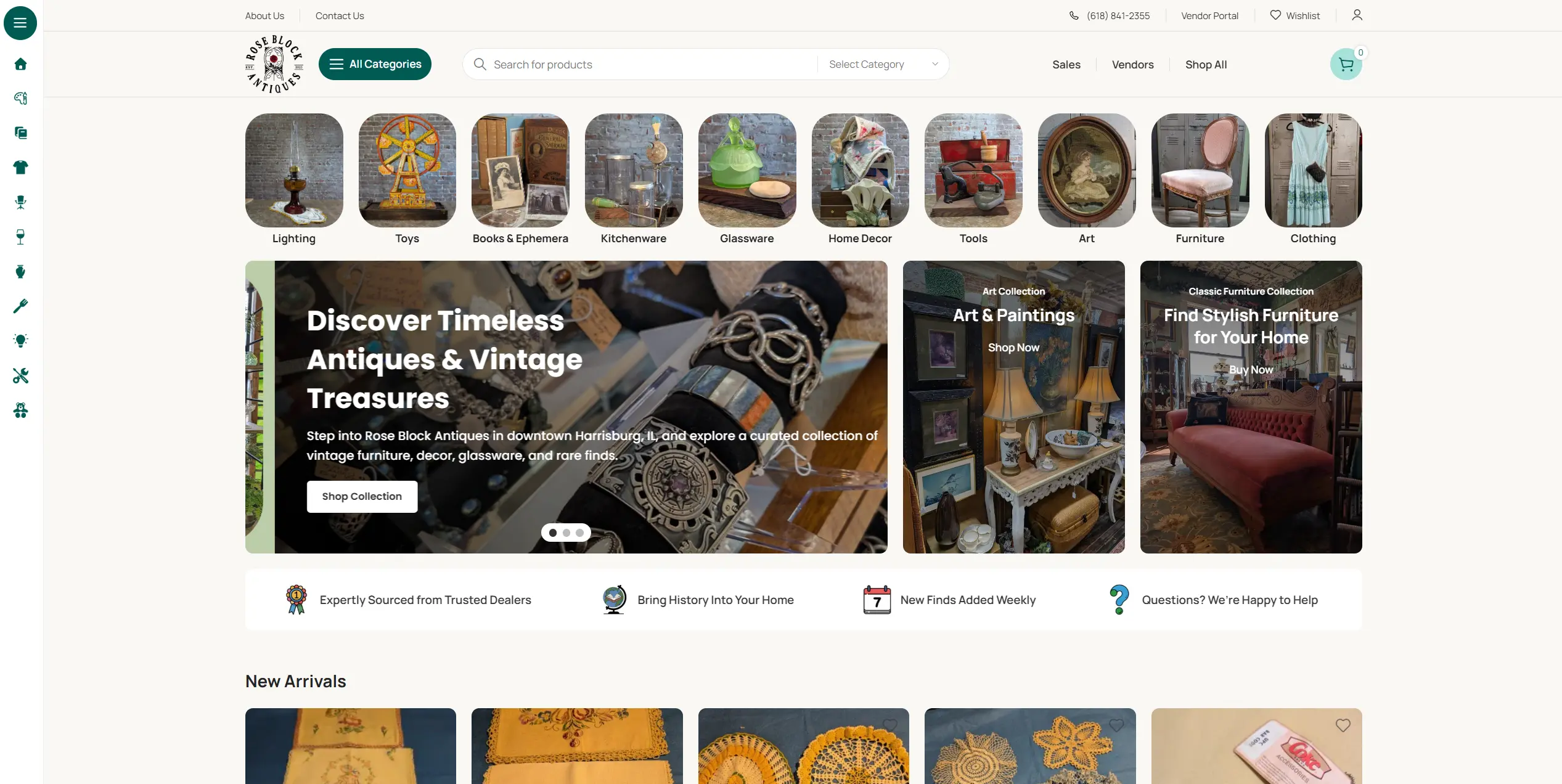 Rose Block Antiques website preview